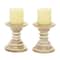 6&#x27;&#x27; Light Brown Mango Wood Traditional Candle Holder, 2ct.